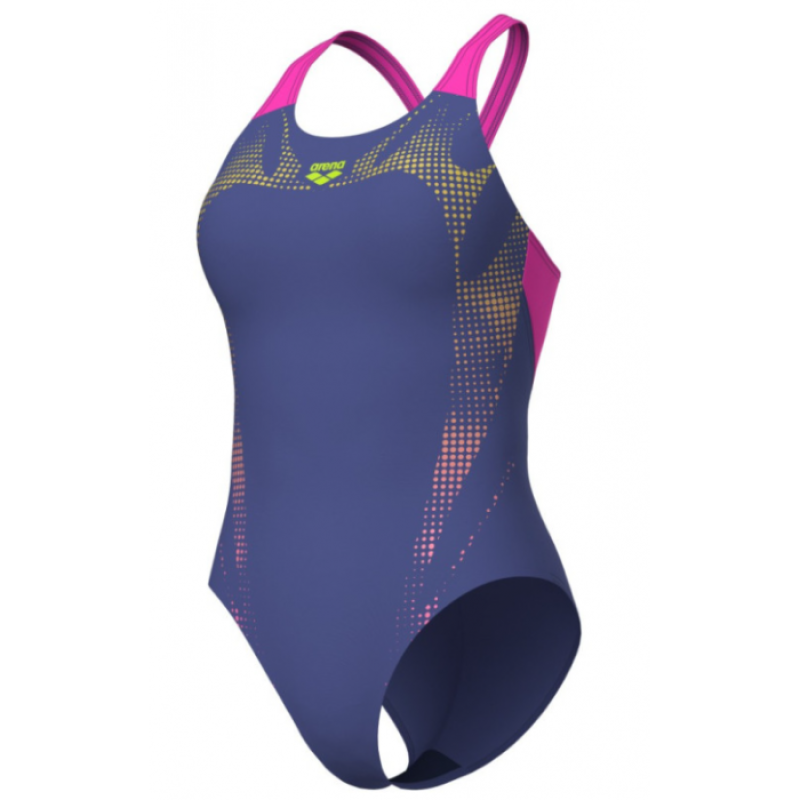 Жіночий купальник Arena SPIDER WEB SWIMSUIT V BACK (007988-890) синій, розмір 38