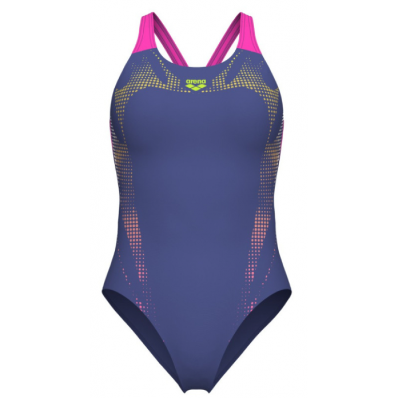Жіночий купальник Arena SPIDER WEB SWIMSUIT V BACK (007988-890) синій, розмір 38