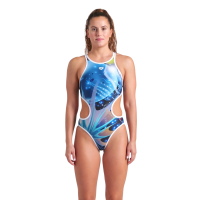 Жіночий купальник Arena ONE PRINT SWIMSUIT TECH BACK (008835-150) розмір 38 синій