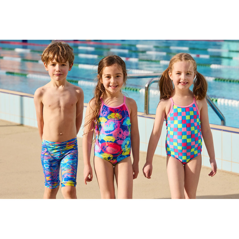 Дитячий купальник для плавання Funkita Toddler Girl's Printed One Piece Sting Stung (FKS022G7206504) на 4 роки синій  