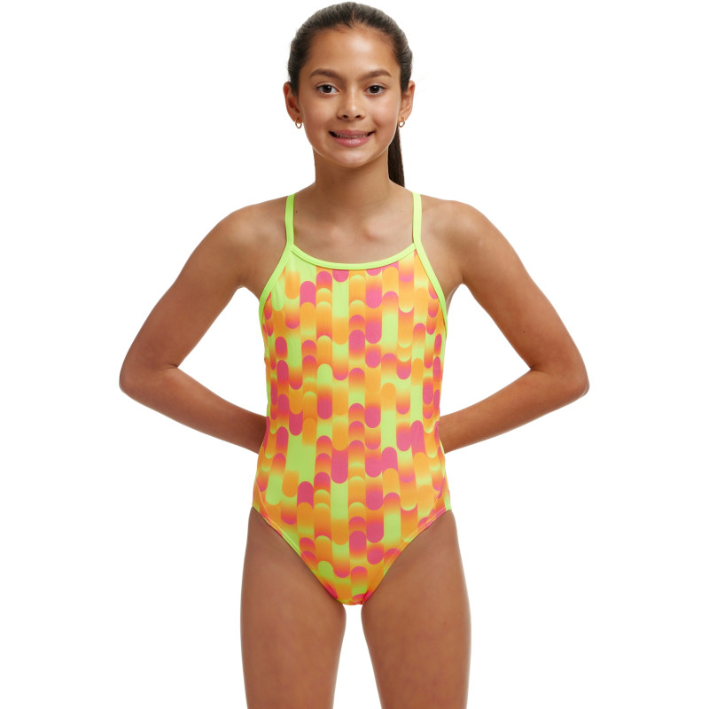 Дитячій купальник Funkita Girl's Diamond Back One Piece Little Dotty (FKS033G71802) розмір 14 салатовий