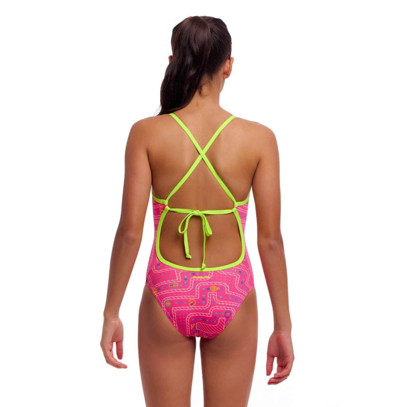 Дитячий спортивний купальник Funkita Girl's Tie Me Tight One Piece Packed Pink (FKS036G72075) розмір 8 Рожевий