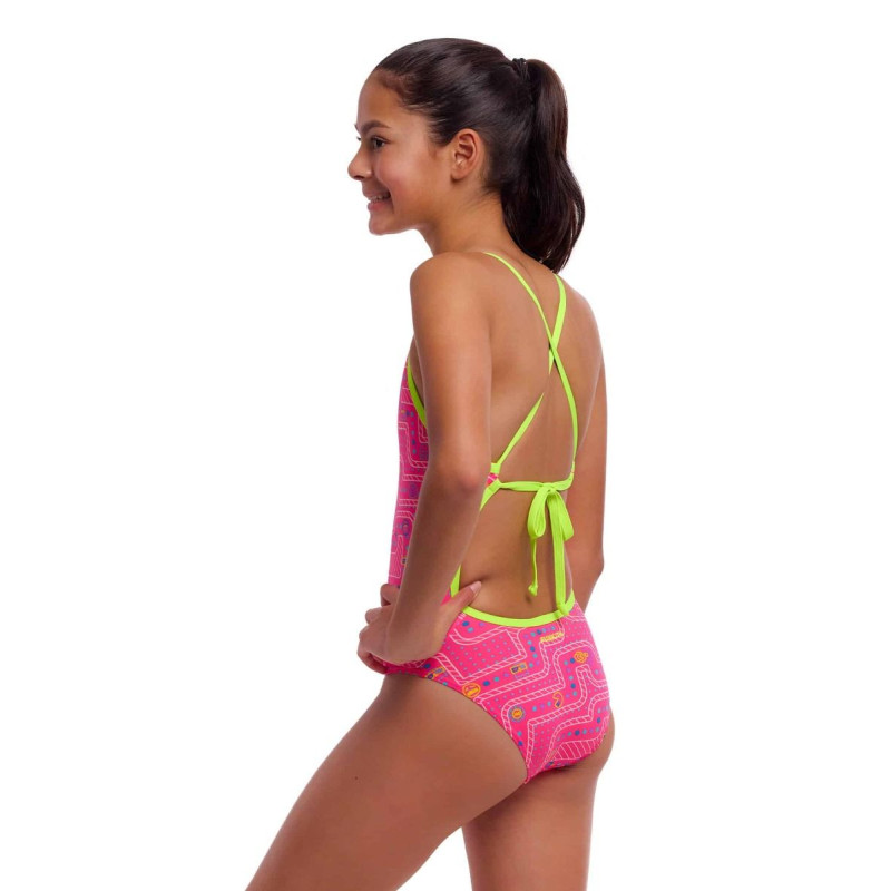 Дитячий спортивний купальник Funkita Girl's Tie Me Tight One Piece Packed Pink (FKS036G72075) розмір 10 Рожевий