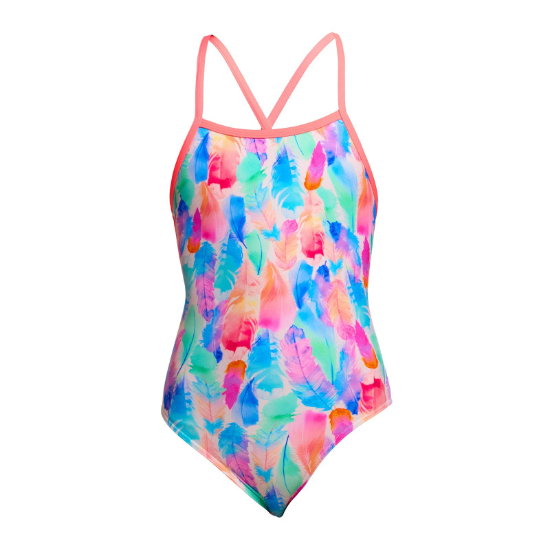 Детский спортивный купальник Funkita Girl's Tie Me Tight One Piece Tickle Pink (FKS036G72155) размер 12 розовые перья