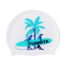 Шапочка для плавания Funkita Silicone Swimming Cap Dudette (FS997215300) Белая с пингвином