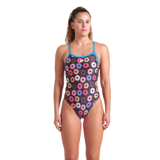 Жіночий спортивний купальник для плавання Arena WOMEN'S DONUTS ARENA SWIMSUIT CHALLENGE BACK (009461-590) розмір 40, чорний