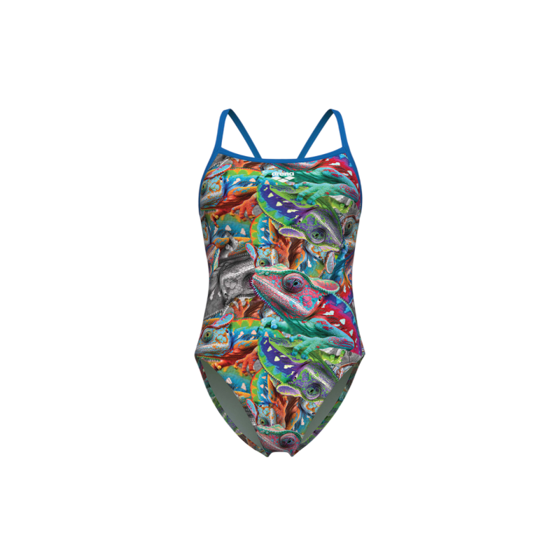 Жіночий спортивний купальник для плавання Arena IGUANAS SWIMSUIT (010220-108) з хаміліонами розмір 36 