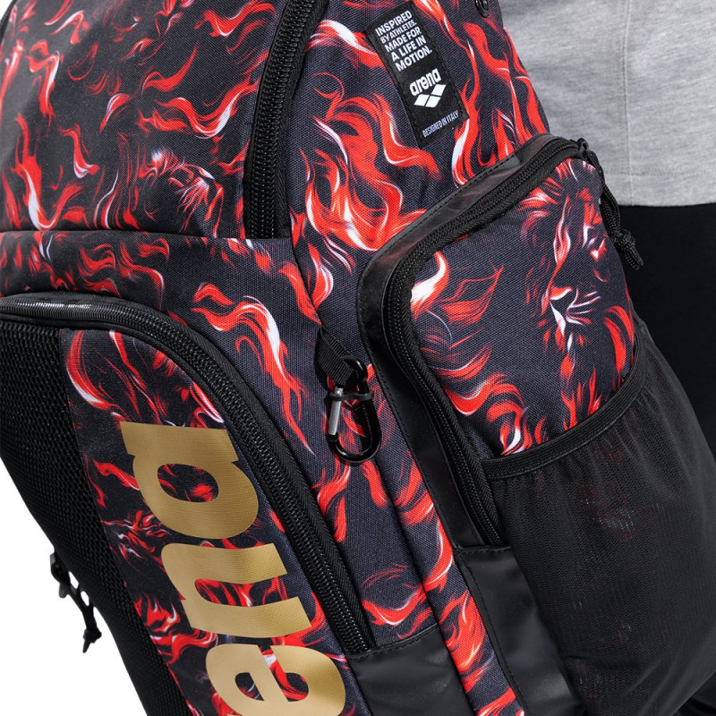 Рюкзак Arena SPIKY III BACKPACK 45 ALLOVER (006272-550) 45L чорний з вогнем