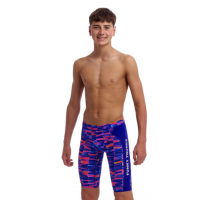 Дитячі плавки довгі джамери для плаванння Funky Trunks Boy's Warped Waves Training Jammers (FTS003B72222) розмір 28 (12-13 років) Викривлені хвилі