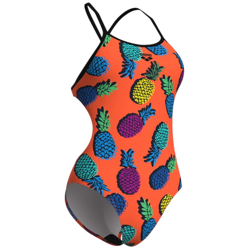 Жіночий спортивний купальник для плавання на зав'язках Arena PINEAPPLES SWIMSUIT TIE BACK (010706-350) з ананасами розмір 38