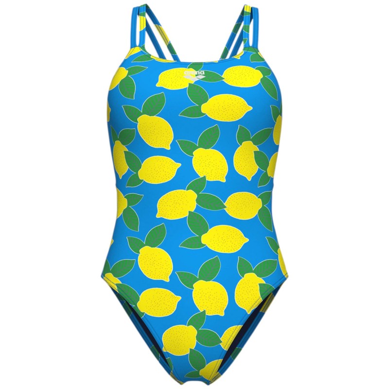 Жіночий спортивний купальник для плавання Arena LEMONS SWIMSUIT LACE PLUS BACK (010704-858) з лимонами розмір 40