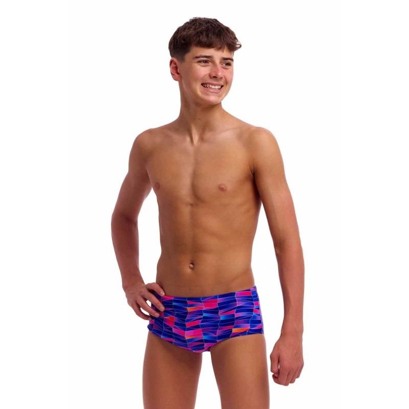 Дитячі плавки Funky Trunks Boy's Sidewinder Trunks Warped Waves (FTS015B72222) розмір 28 (12-13 років) фіолетові