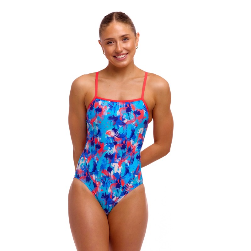 Жіночий купальник Funkita Ladies Single Strap One Piece Messy Messy Messy (FKS030L72252) розмір 8 синій