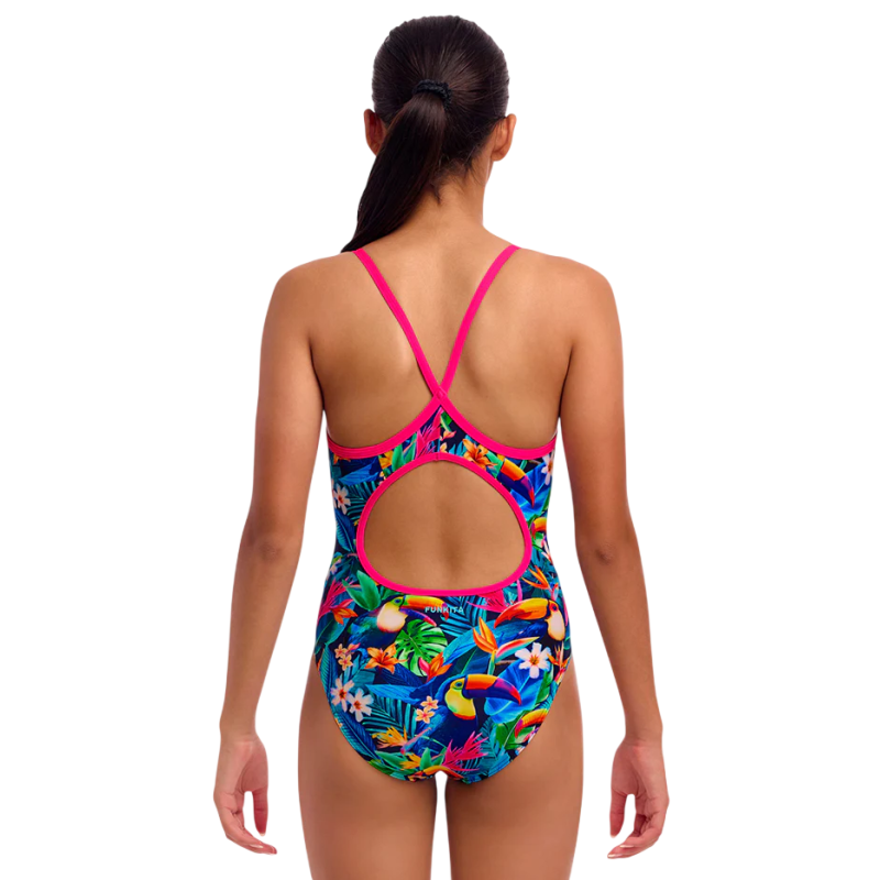 Дитячий купальник Funkita Girl's Diamond Back One Piece Birdie Wordie (FKS033G72248) з папугами розмір 10 (10-11 років)