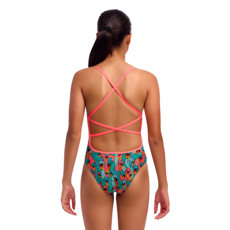 Дитячій купальник Funkita Girl's Strapped In One Piece Swan See Swan (FKS034G72230) розмір 10 (10-11 років) з лебедями