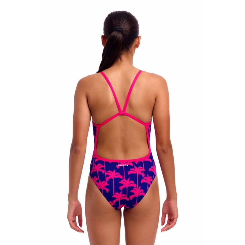 Дитячій купальник для плавання Funkita Girl's Single Strap One Piece Pinky Palms (FKS030G72228) розмір 10 з пальмами