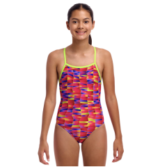 Дитячий купальник для плавання Funkita Girl's Tie Me Tight One Piece Wriggle Walls (FKS036G72223) розмір 14 червоний