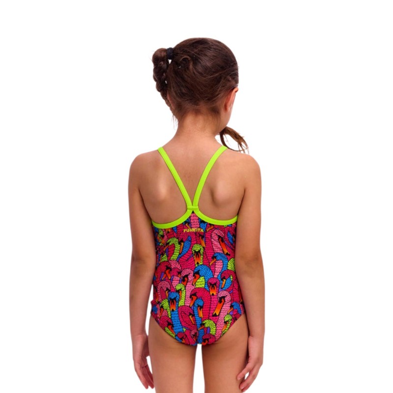 Дитячий купальник для плавання Funkita Toddler Girl's Printed One Piece Swan City (FKS022G72231) на 7 років з лебедями