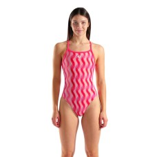 Жіночий спортивний купальник для плавання Arena Ripple Print SWIMSUIT Challenge Back (010170-990) рожевий розмір 38