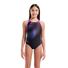 Дитячій купальник Arena Girl's Pinwheel Swimsuit V Back  (011752-557) чорний, розмір 10-11 років