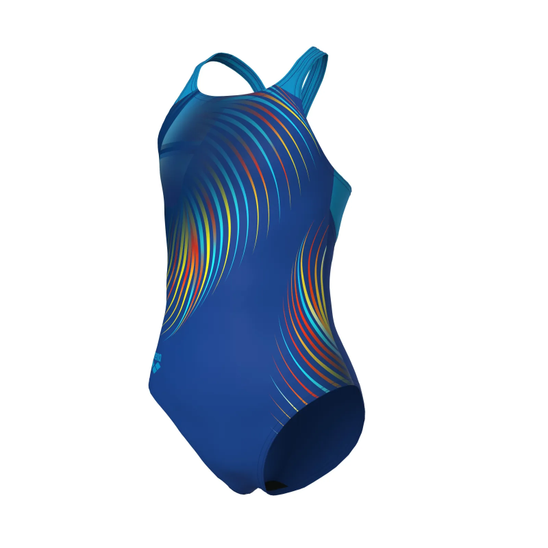 Дитячій купальник Arena Girl's Pinwheel Swimsuit V Back  (011752-773) синій, розмір 8-9 років