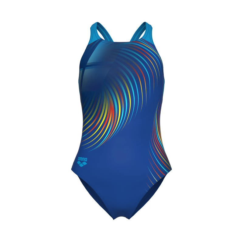 Дитячій купальник Arena Girl's Pinwheel Swimsuit V Back  (011752-773) синій, розмір 8-9 років